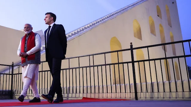 Cover Image Attribute: Indian Prime Minister Narendra Modi with French President Emmanuel Macron at Jaipur's Jantar Mantar. / Source: Official X Handle of Prime Minister of India.