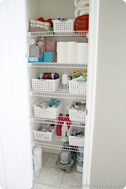Organized linen closet