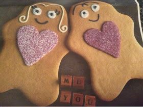 His and hers gingerbread figures 