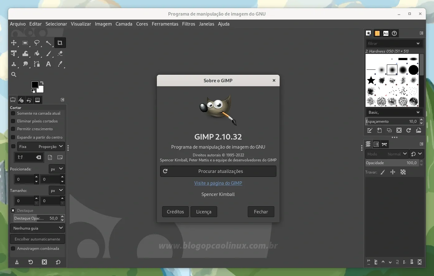 GIMP executando no Fedora 37 Workstation