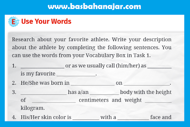 Kunci Jawaban Bahasa Inggris Kelas 10 Halaman 9 Use Your Words
