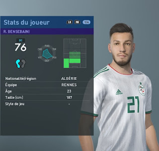 PES 2019 Faces Ramy Bensebaïni by TiiToo Facemaker