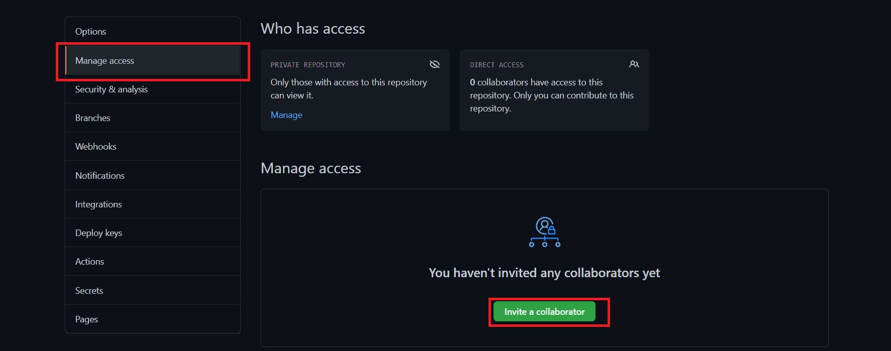 How to add a collaborator to a private GitHub repository