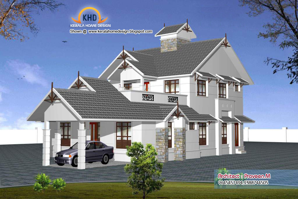 3d home elevation kerala
