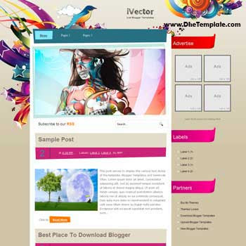 i Vector Blogger Template. art design blogger template. image slidesow blogger template