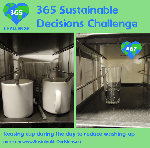 Reusing cup during the day to reduce washing-up saving energy saving water