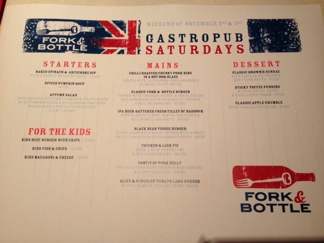 Fork & Bottle menu