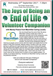 Joys of Being an End of Life Volunteer Companion 27 September 2017