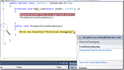 HistoricalDebuggingException