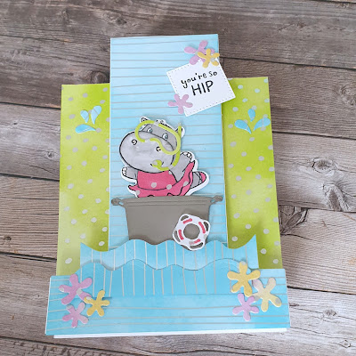 Gold and silver speciality paper hippo dies Stampin up saleabration fun fold bright card