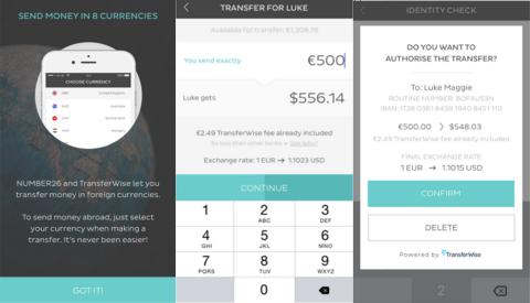 TransferWise dans l'app Number26