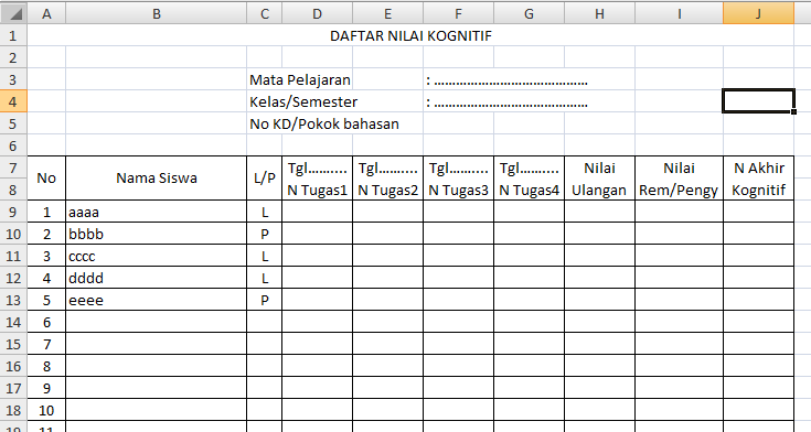 Contoh Format Laporan Nilai Uts Sd - Temblor En