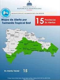 COE pone en alerta verde a 15 provincias por tormenta tropical Bret