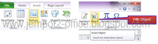 Embed MS word pada ms excel 2010