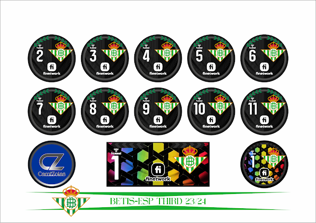 REAL BETIS-ESP THIRD 23/24 CAMIZOLAS ESCUDO PARA BOTÃO GULIVER ARTE PARA BOTÃO PLAAR ESCUDINHOS BOLAGOL ALGAZARRA FABIANA ESTRELA TIMES DE BOTÃO TIMES FUTEMESA