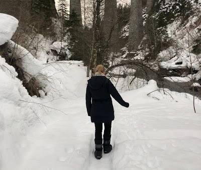woman with small fiber neuropathy walking in snow