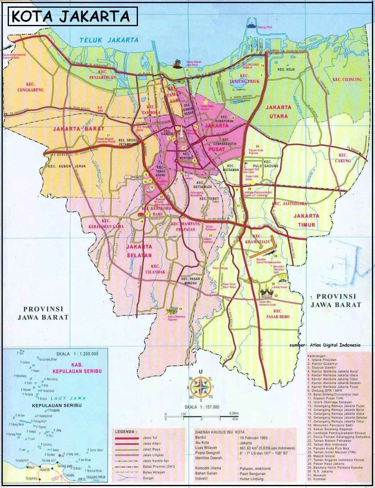 PETA KOTA JAKARTA GEOGRAFI REGIONAL INDONESIA