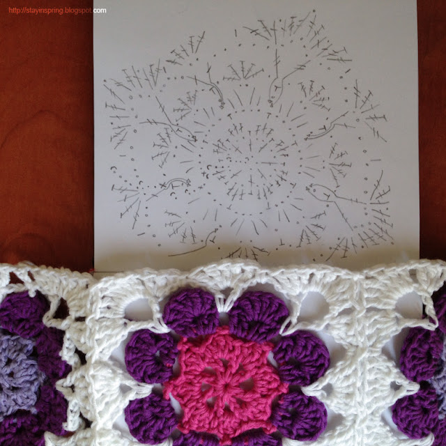 Pattern of a granny square with flower