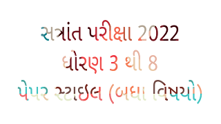 Std 3 to 8 Satrant Pariksha 2022-23 All Subjects paper Style
