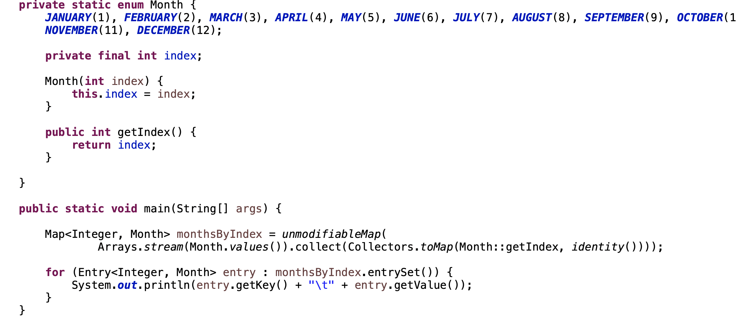 Programming for beginners: Get a map from enum in Java