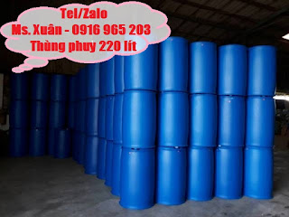 Thùng phuy nhựa mới 100% loại nắp kín 220l