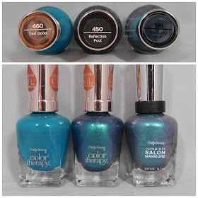 Sally Hansen Teal Good, Reflection Pool, and Black and Blue