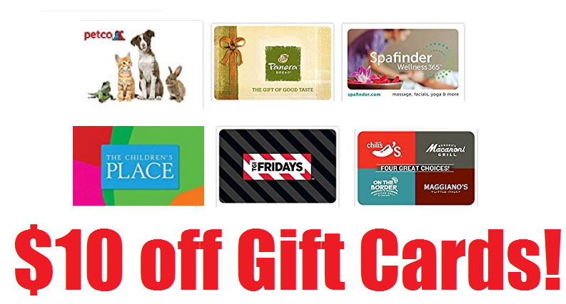 $10 off Gift Cards! $50 eGift Cards, or 2 $25 Gift Cards ...