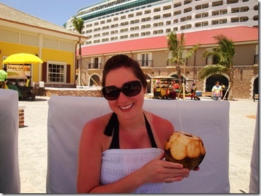 83.  Lorin with coconut drink