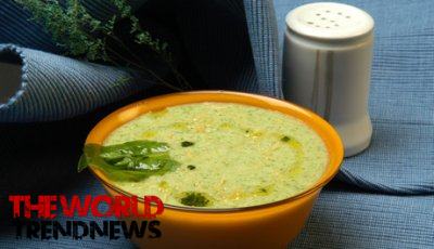 Spinach soup and noodles.