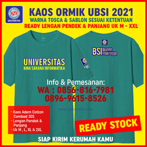 Kaos Ormik BSI 2021 Warna Hijau Tosca ukuran lengkap lengan pendek dan panjang