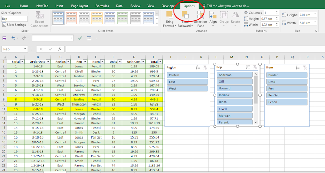 slicers in excel