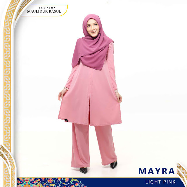 Mayra Jubah Seluar Plain Tanpa Gosok Light Pink