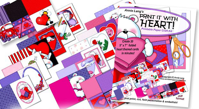 Annie Lang's Print it with Heart printable papercraft card kit because Annie Things Possible with handcrafted Love!