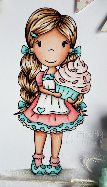 Pastel card featuring Cupcake Avery by The Paper Nest Dolls