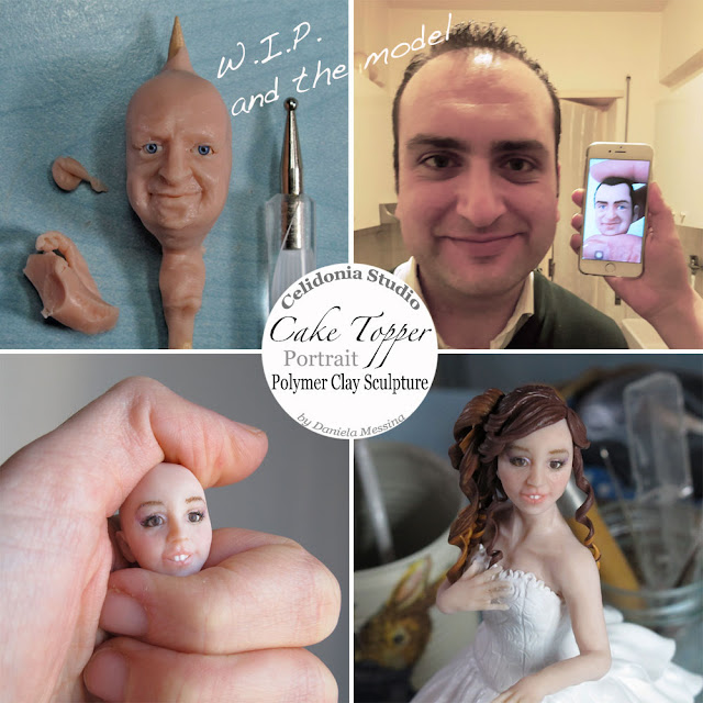 Cake Topper ritratto in pasta sintetica by Celidonia - Daniela Messina