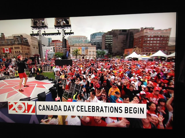 Screenshot CBC coverage Canada 150, Ottawa - Indigenous performer dances