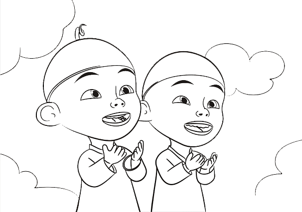  Gambar Mewarnai Upin Ipin Untuk Anak PAUD dan TK