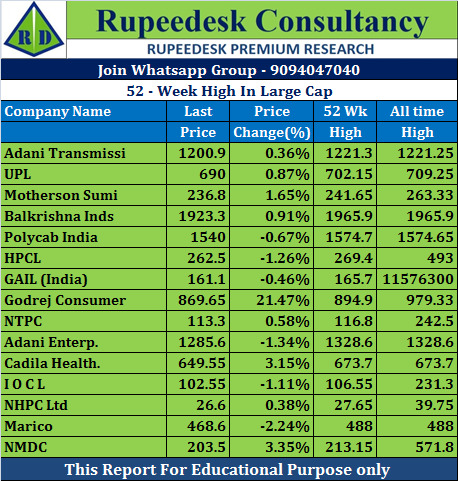 52 Week High In Large Cap