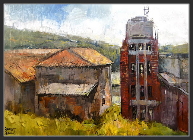 VILADOMIU-NOU-ART-PINTURA-ARQUITECTURA-INDUSTRIAL-COLONIES TEXTILS-EDIFICIS-FABRIQUES-PAISATGES-GIRONELLA-ARTISTA-PINTOR-ERNEST DESCALS-