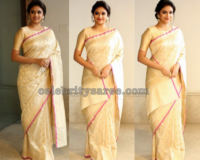 Keerthi Suresh in Off White Saree