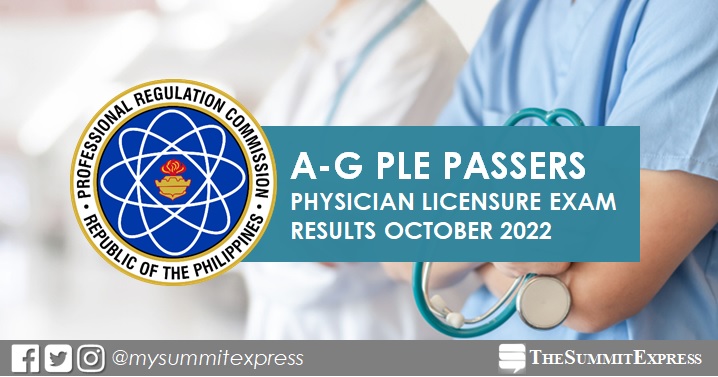 A-G PLE PASSERS: October 2022 Physician board exam result