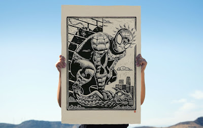 Spider-Man Marvel Linocut Print by Attack Peter x Sideshow Collectibles