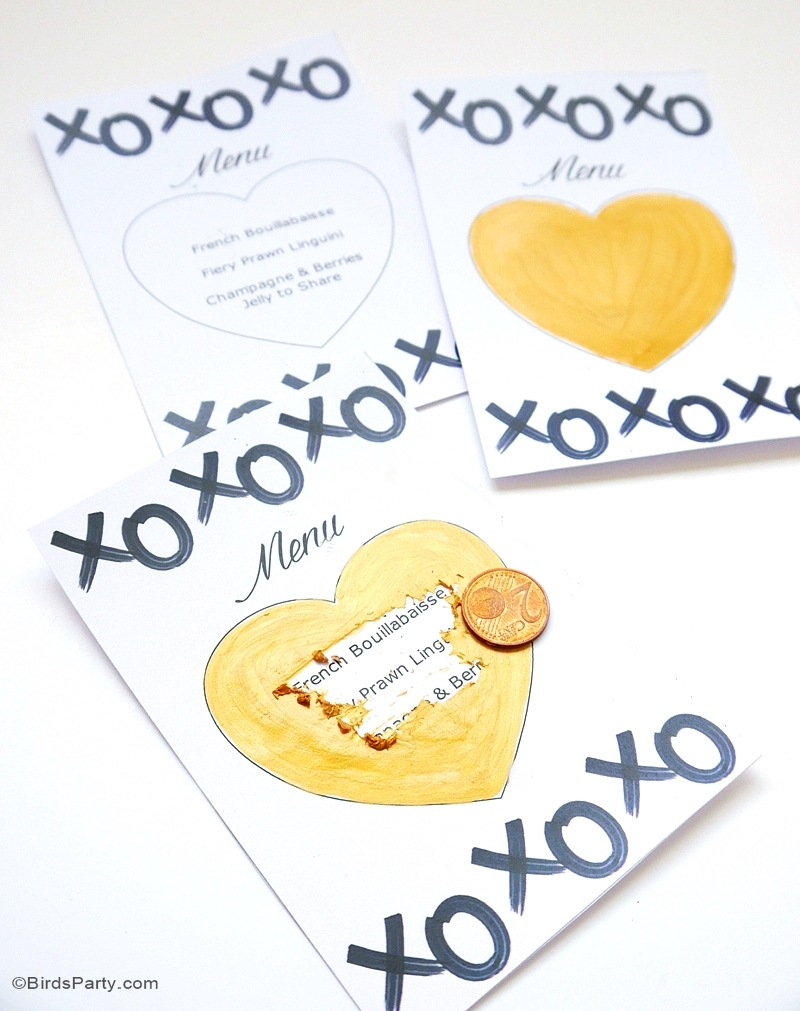 Diy Menus A Gratter Pour La Saint Valentin Freebies Printables Fetes Party Printables