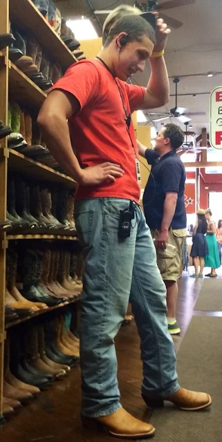 1/6 Leather Cowboy Boot Wearing Shopping Man