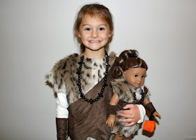 All set for Halloween! Tessa and Kanani as ancient cave dwellers.