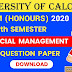 CU B.COM Sixth Semester Financial Management (Honours) 2020 Question Paper | B.COM Financial Management (Honours) 6th Semester 2020 Calcutta University Question Paper