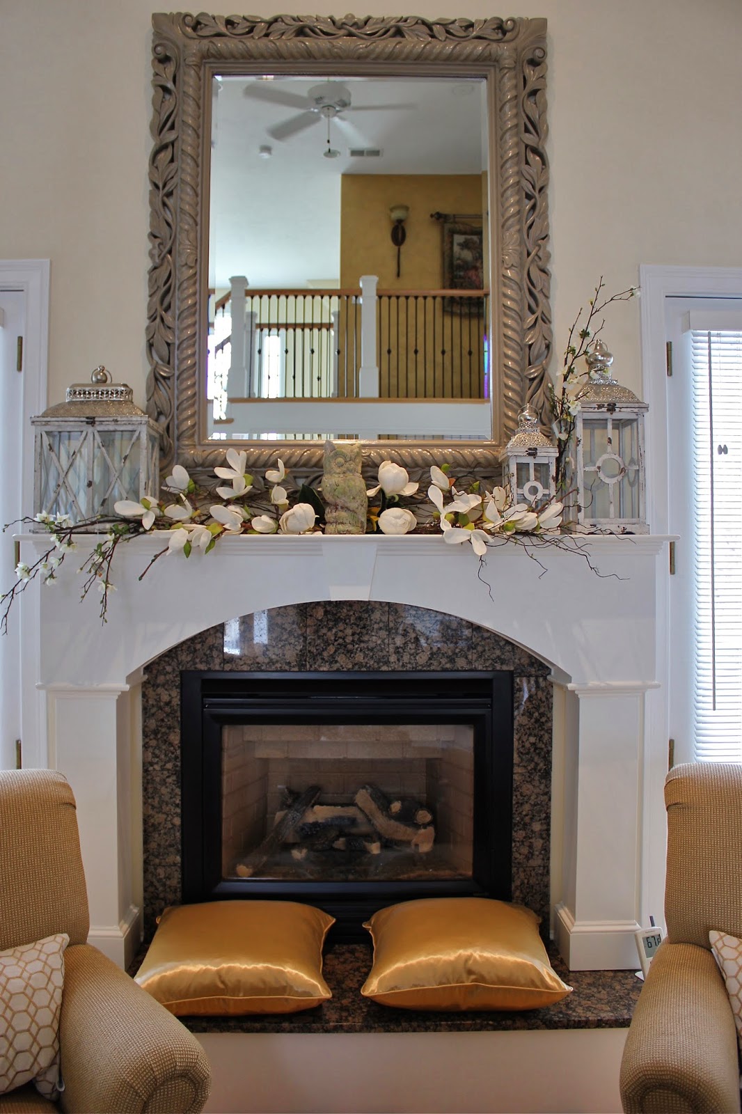 Maison Decor: Styling a mantle with lanterns and florals
