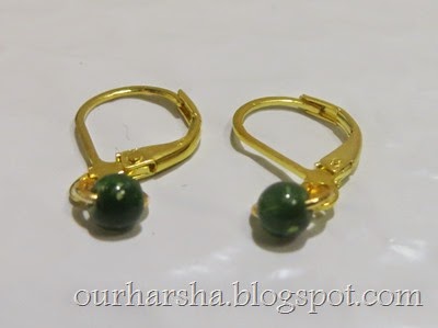 Green beaded leverback earrings  (3)