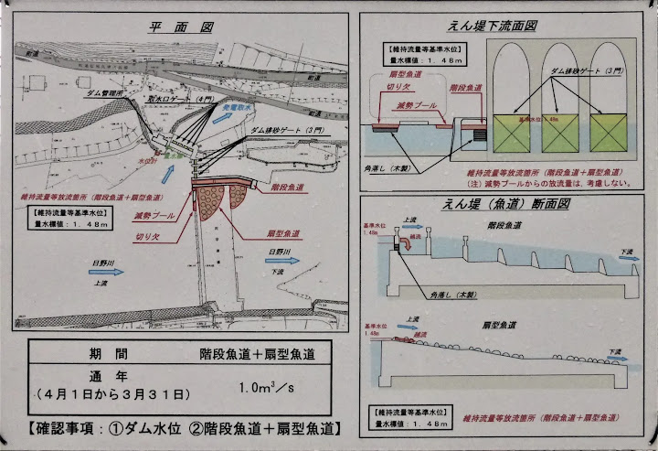 川平堰堤の三面図