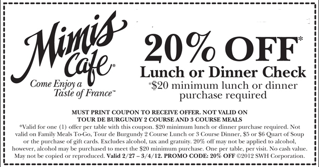 mimis cafe coupons 2018